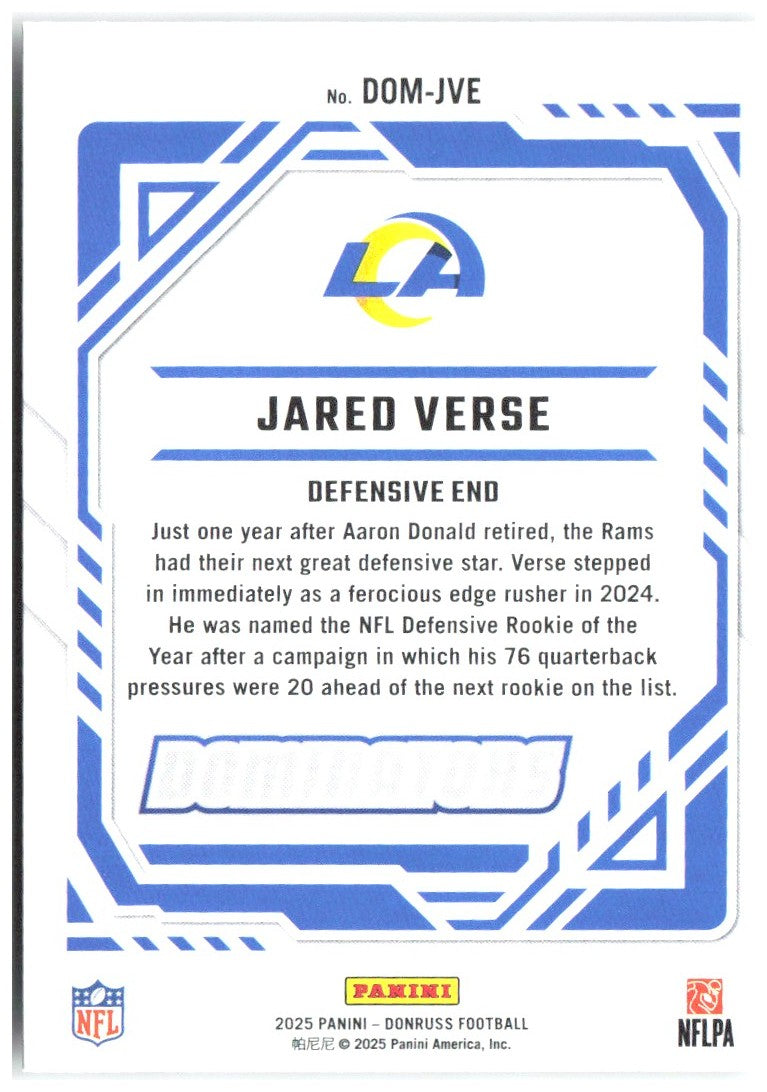 Jared Verse Donruss - Dominators DOM-JVE 2025 Los Angeles Rams
