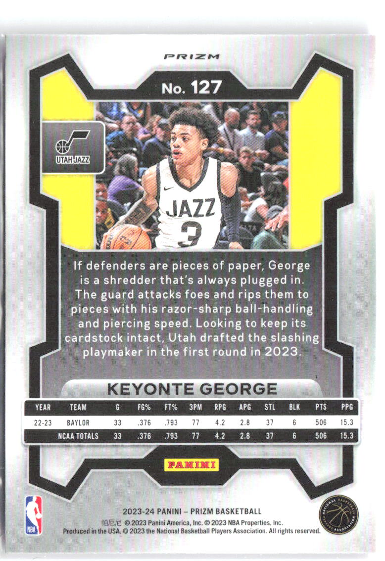 Keyonte George Panini Prizm - Prizms Pink Ice 127 2023-24 Utah Jazz