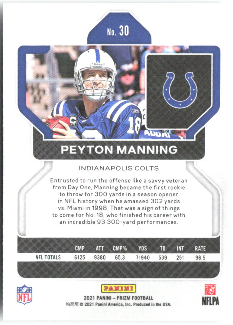 Peyton Manning Base Panini Prizm 30 NM