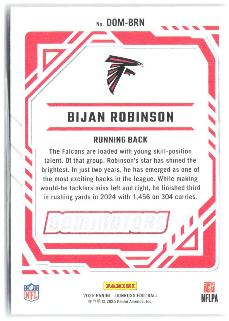 Bijan Robinson Donruss - Dominators DOM-BRN 2025 Atlanta Falcons