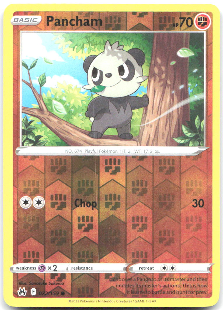 Pancham Reverse Holo Common SWSH Crown Zenith 072/159 NM Sanosuke Sakuma