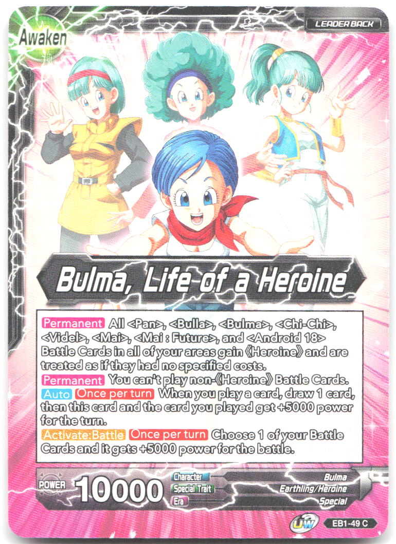 Bulma // Bulma Life of a Heroine Common Battle Evolution Booster EB1 49 NM