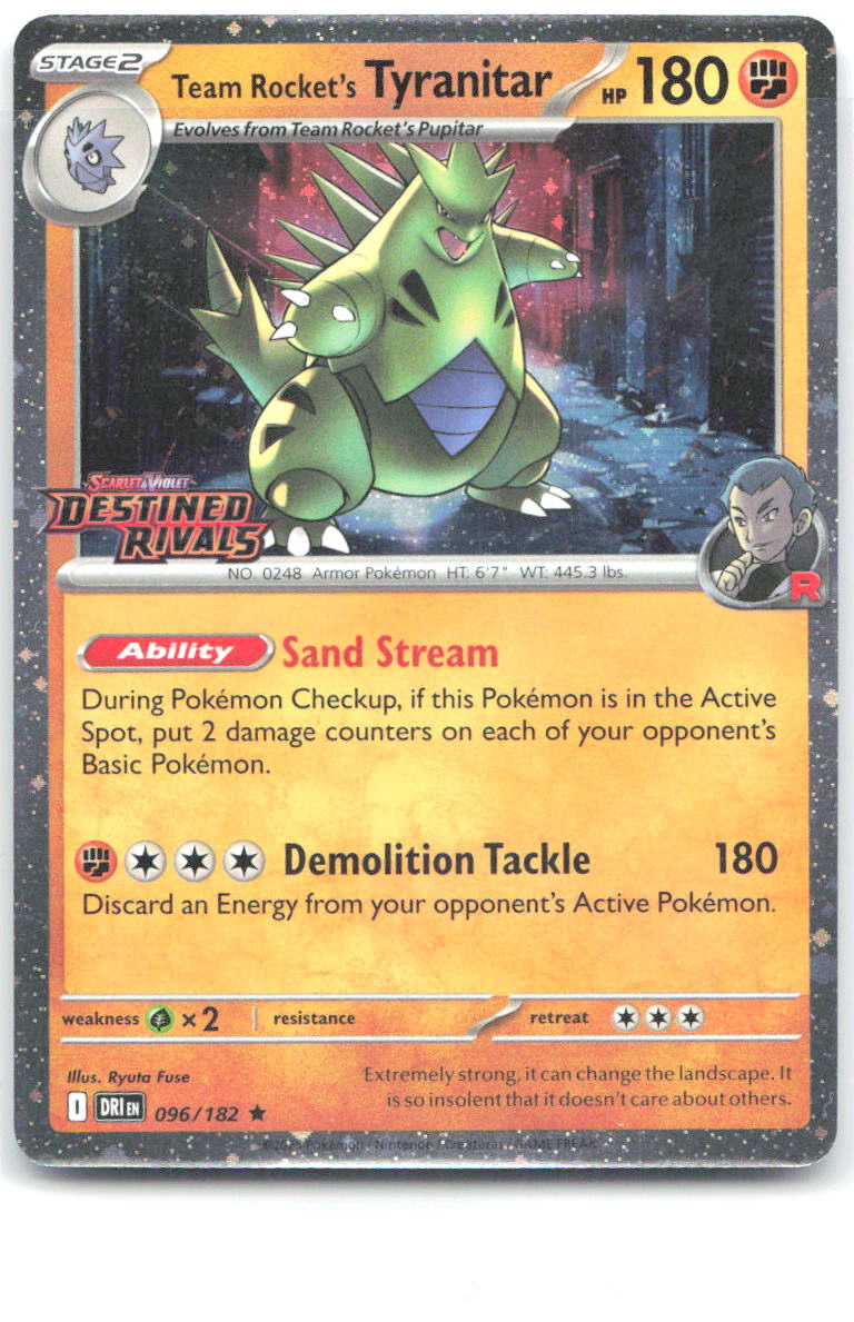 Team Rocket's Tyranitar Prerelease Holo Rare 096/182 NM Ryuta Fuse