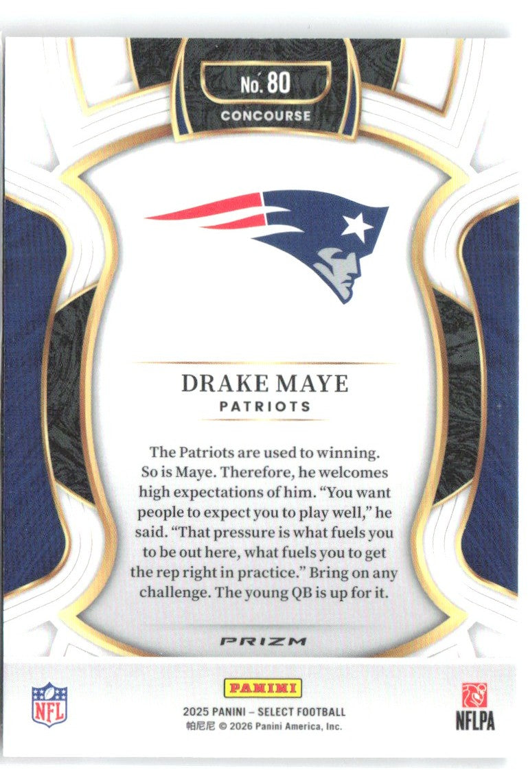 Drake Maye Panini Select Black and Red Prizm Shock 80 2025 New England Patriots
