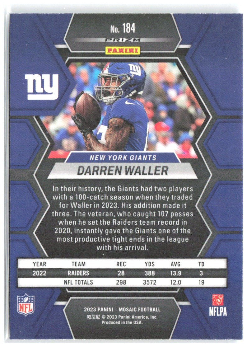 Darren Waller Panini Mosaic - Reactive Blue Mosaic 184 2023 New York Giants