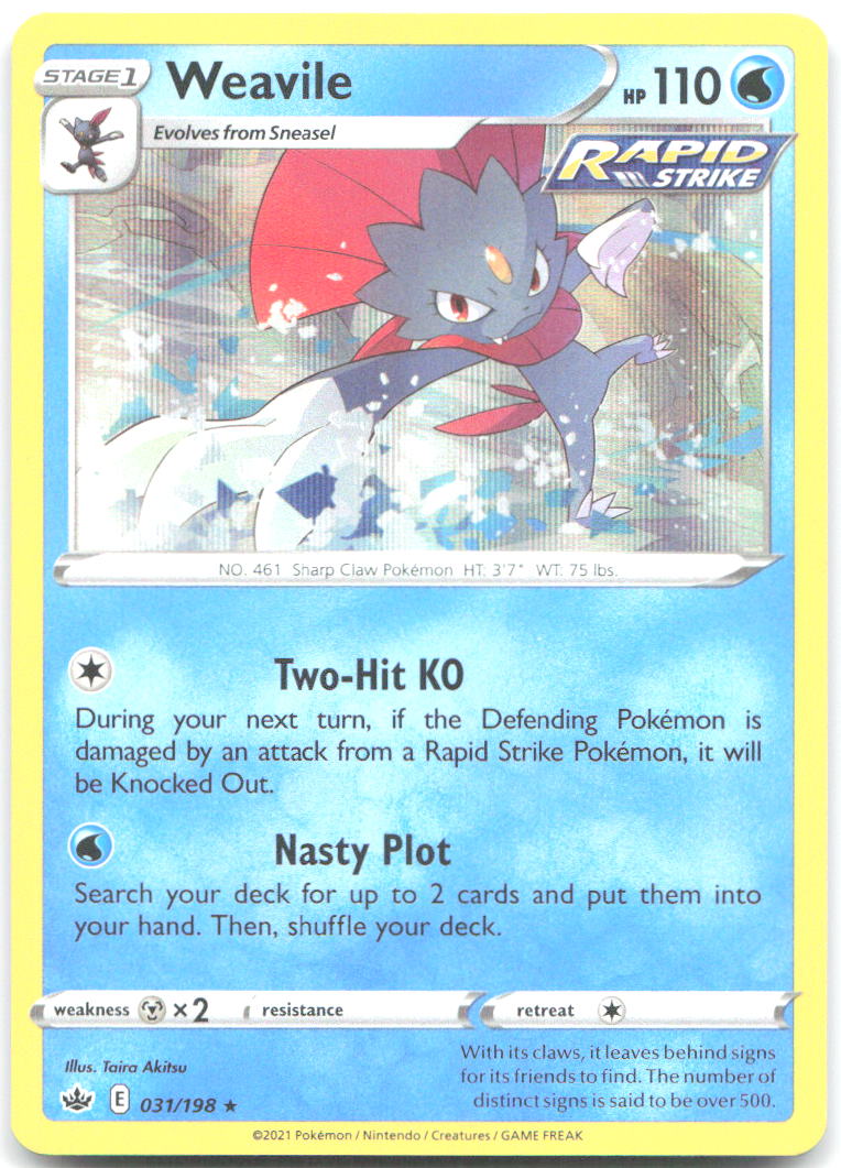 Weavile Holo Rare SWSH06 Chilling Reign 031/198 NM Taira Akitsu
