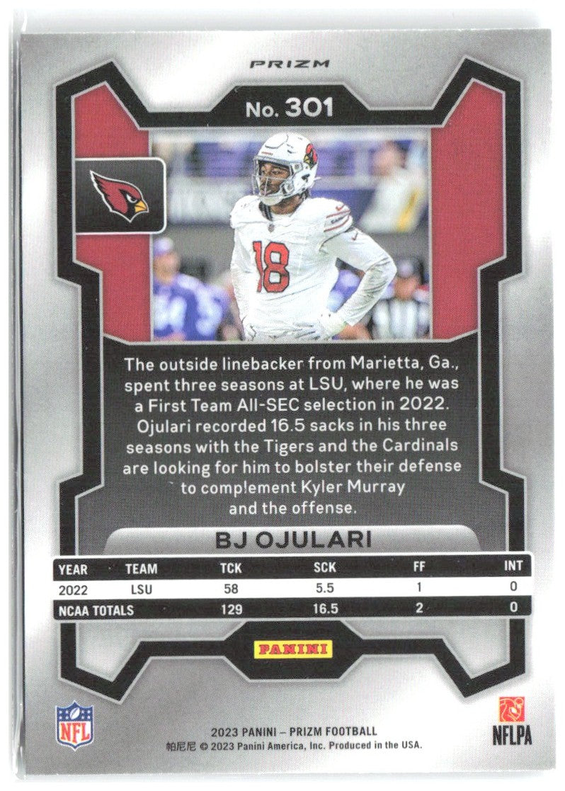 BJ Ojulari Panini Prizm - Silver 301 2023 Arizona Cardinals