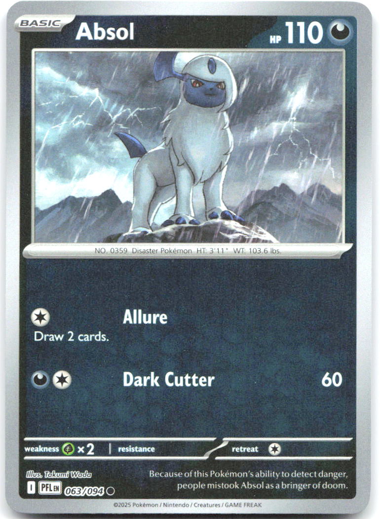 Absol Reverse Holo Common ME02: Phantasmal Flames 063/094 NM Takumi Wada