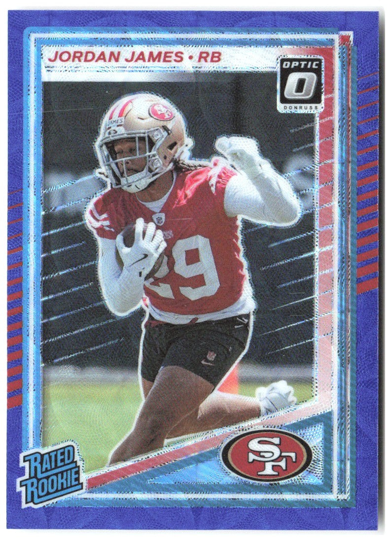 Jordan James Donruss Optic Rated Rookies Blue Scope 374 2025 San Francisco 49ers