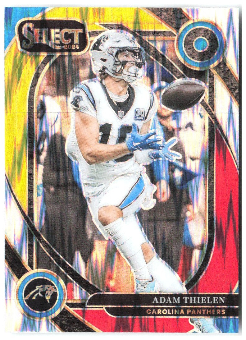Adam Thielen Panini Select - Red & Yellow Prizm Shock 202 2024 Carolina Panthers