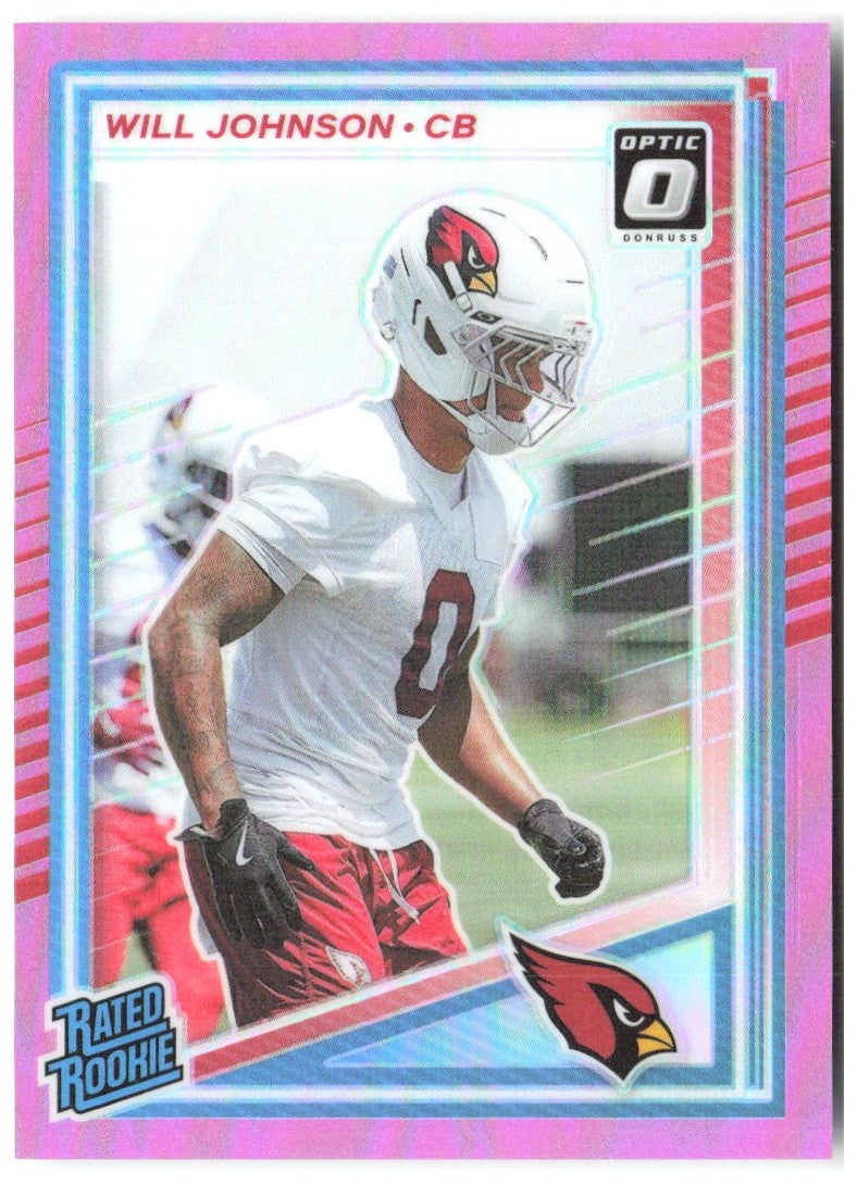 Will Johnson Donruss Optic Rated Rookies Preview Pink 396 2025 Arizona Cardinals