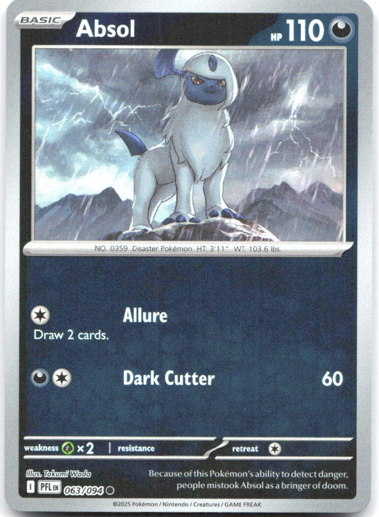 Absol Reverse Holo Common ME02 Phantasmal Flames 063/094 NM Takumi Wada