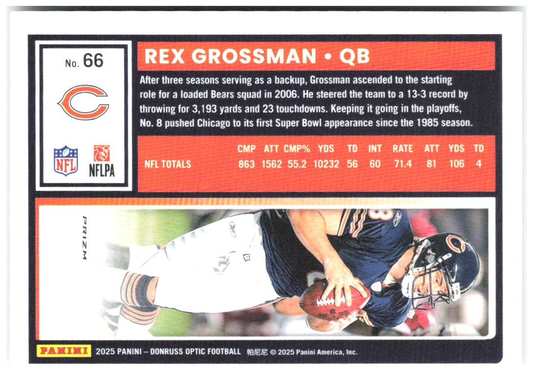 Rex Grossman Donruss Optic - Holo 66 2025 Chicago Bears