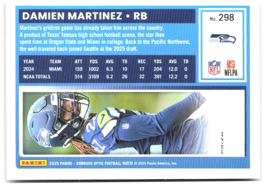 Damien Martinez Donruss Optic - Pink 298 2025 Seattle Seahawks