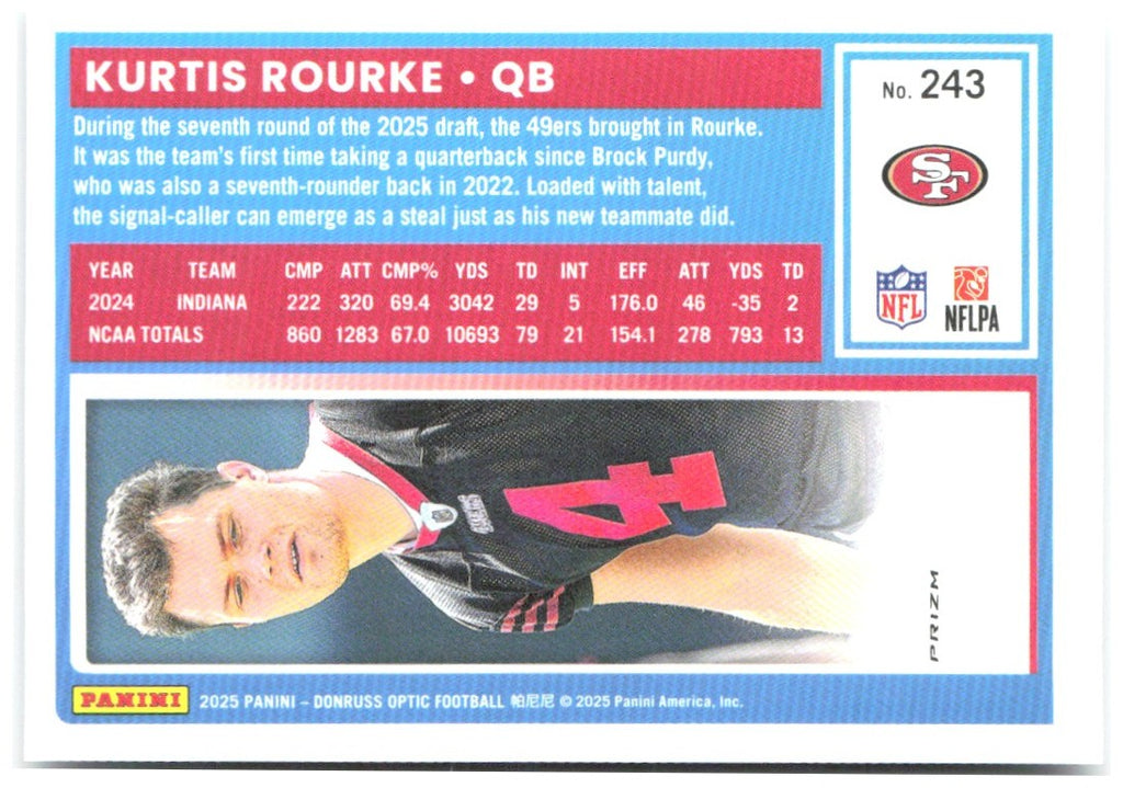 Kurtis Rourke Donruss Optic - Holo 243 2025 San Francisco 49ers