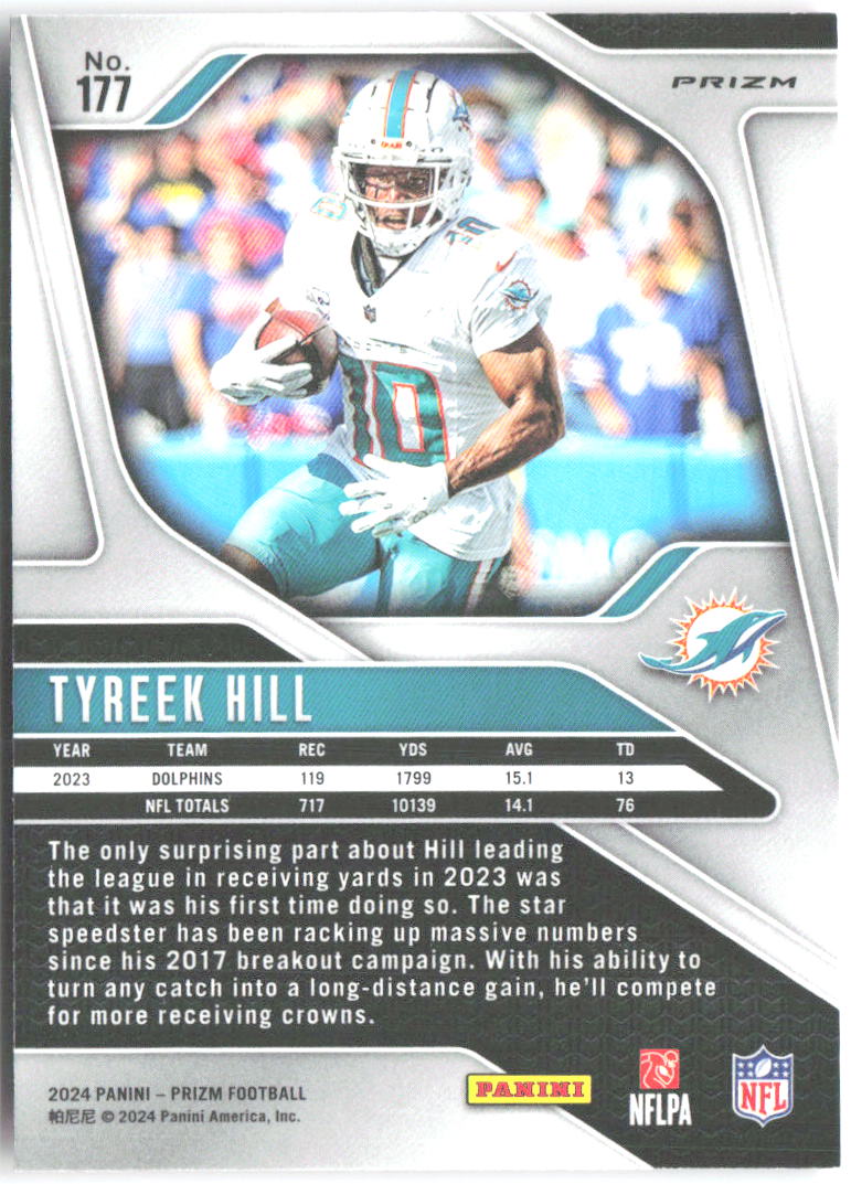 Tyreek Hill Panini Prizm - Pink 177 2024 Miami Dolphins
