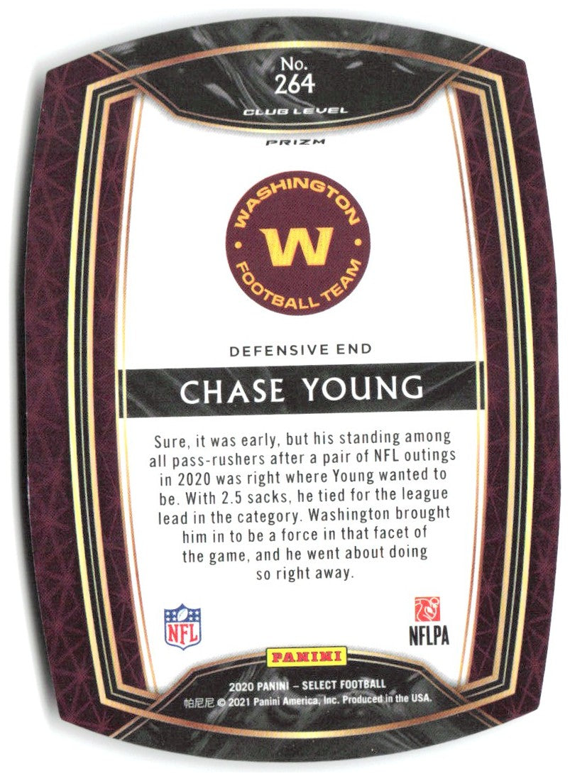 Chase Young Panini Select - Red Prizm Die Cut 264 2020 Washington Football Team