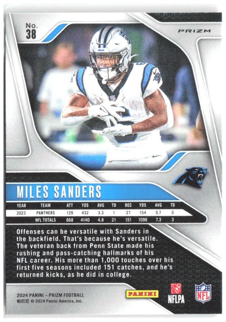 Miles Sanders Panini Prizm - Lazer 38 2024 Carolina Panthers