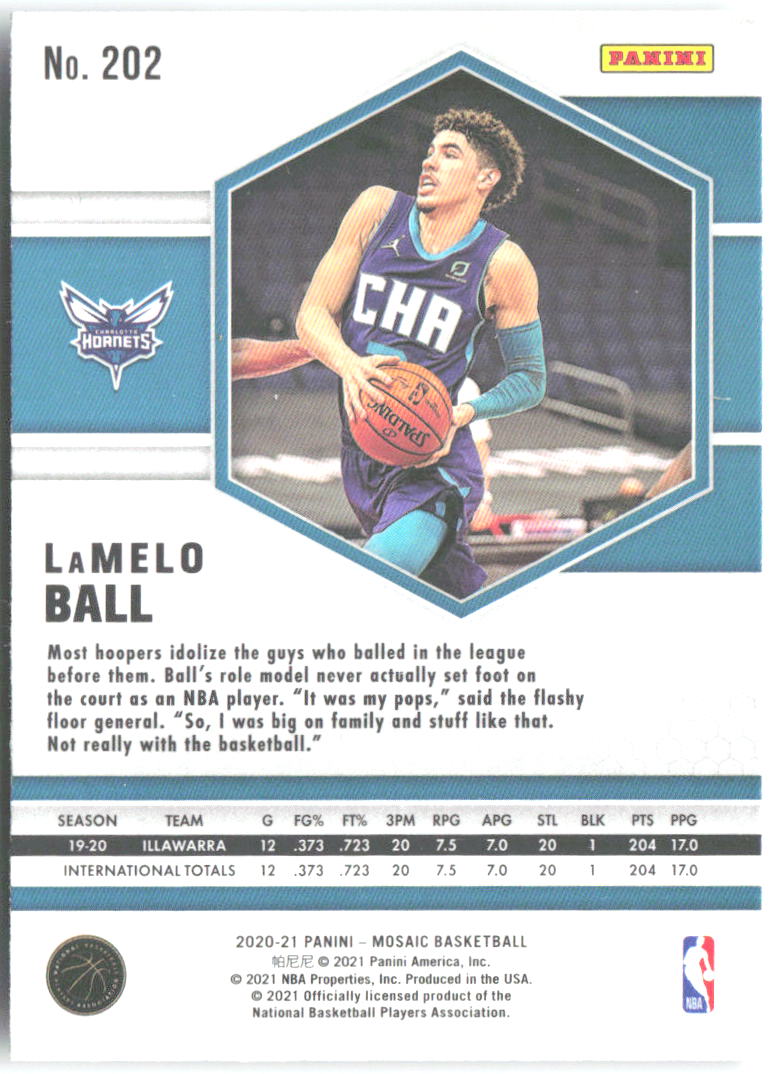LaMelo Ball Panini Mosaic 202 2020-21 Charlotte Hornets RC