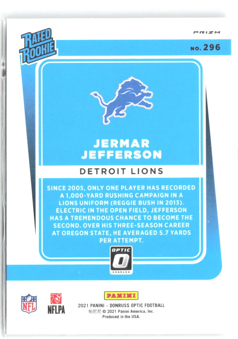 Jermar Jefferson Donruss Optic - Holo 296 2021 Detroit Lions