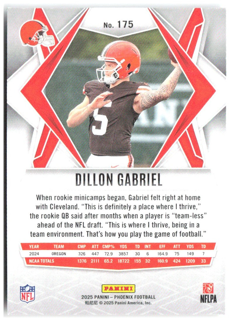 Dillon Gabriel Panini Phoenix - Silver Lava Prizm 175 2025 Cleveland Browns