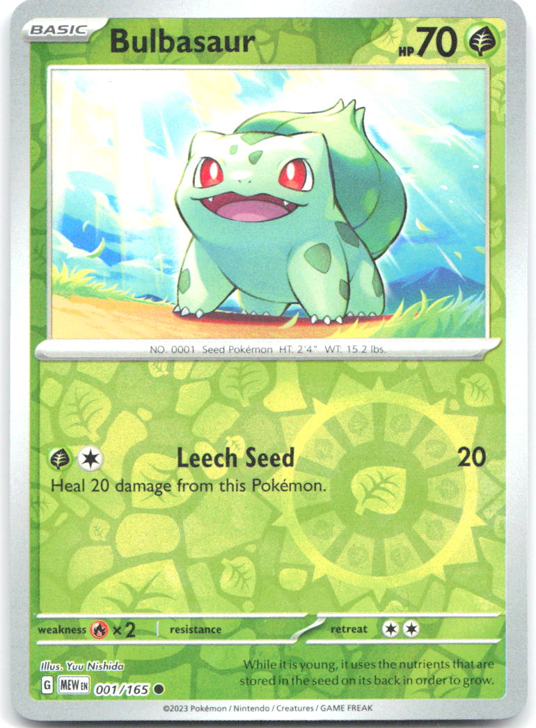 Bulbasaur Reverse Holo Common SV Scarlet & Violet 151 001/165 NM Yuu Nishida
