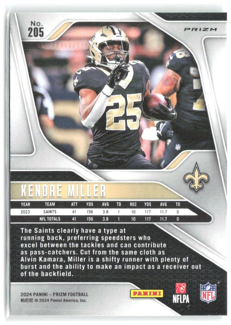 Kendre Miller Panini Prizm - Green 205 2024 New Orleans Saints
