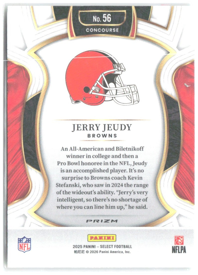 Jerry Jeudy Panini Select Green and Yellow Prizm Shock 56 2025 Cleveland Browns
