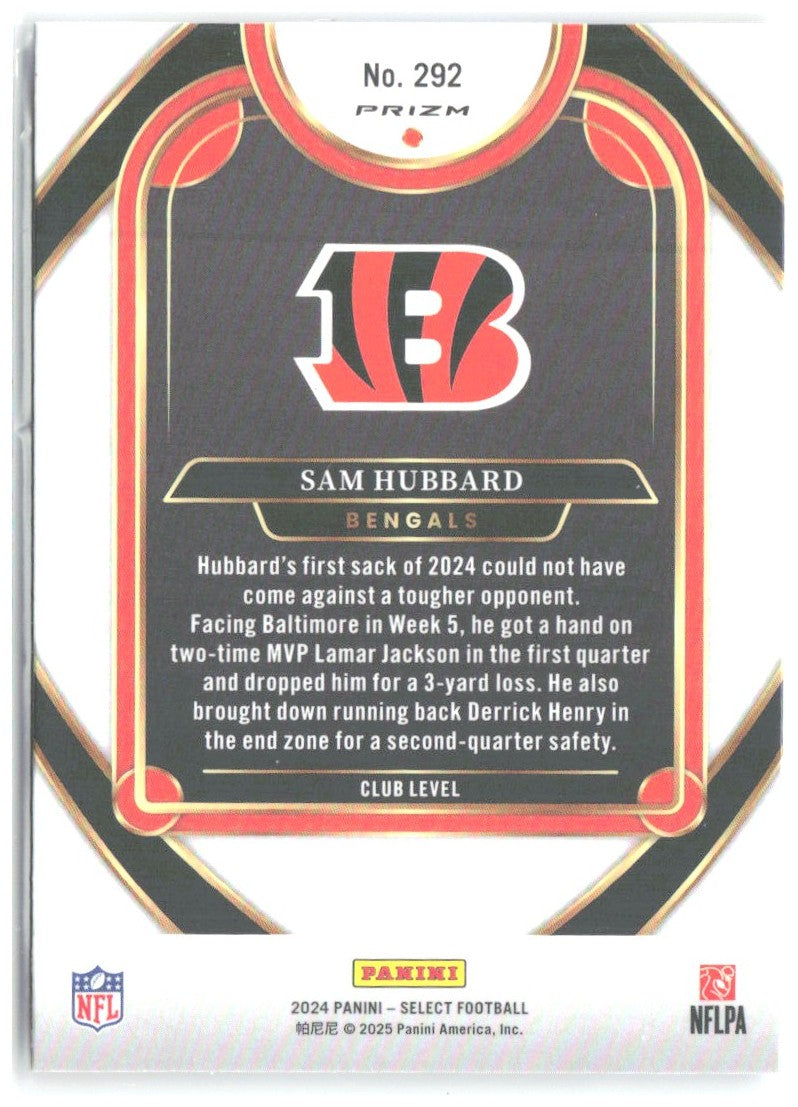 Sam Hubbard Panini Select - Black & Blue Prizm Shock 292 2024 Cincinnati Bengals