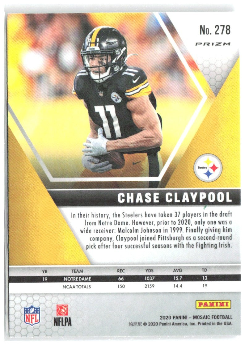 Chase Claypool Panini Mosaic - Prizm Camo Pink 278 2020 Pittsburgh Steelers