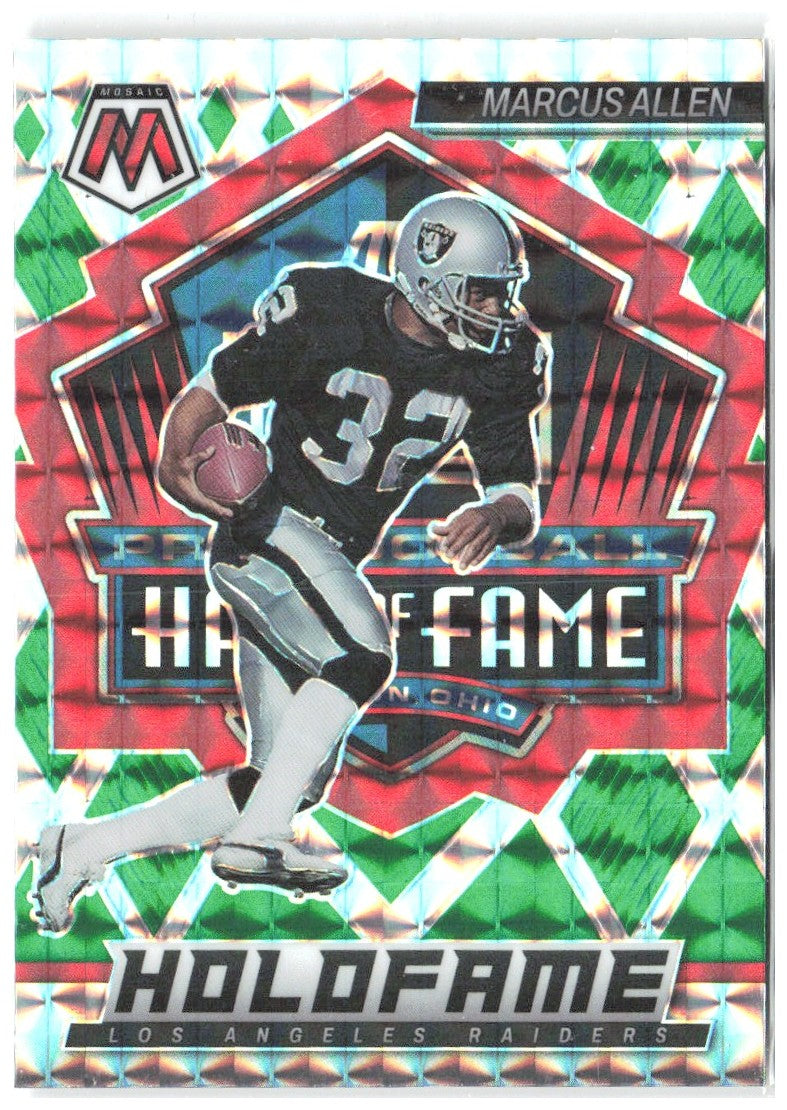 Marcus Allen Panini Mosaic HoloFame Mosaic Green HF-20 2022 Los Angeles Raiders