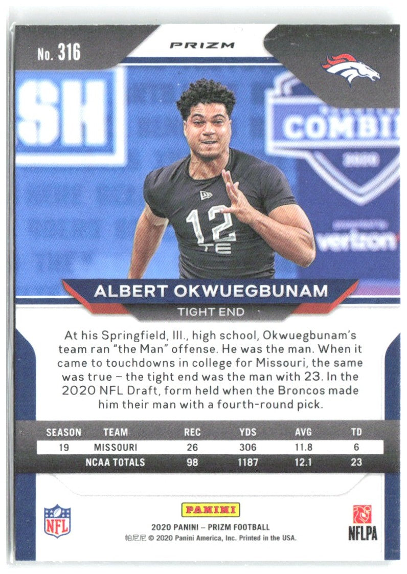 Albert Okwuegbunam Panini Prizm - Prizm Green 316 2020 Denver Broncos
