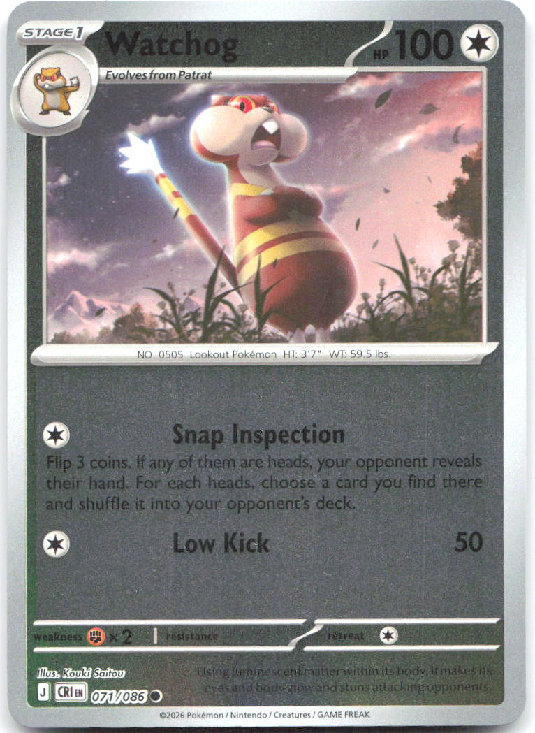 Watchog Reverse Holo Common ME04 Chaos Rising 071/086 NM Kouki Saitou