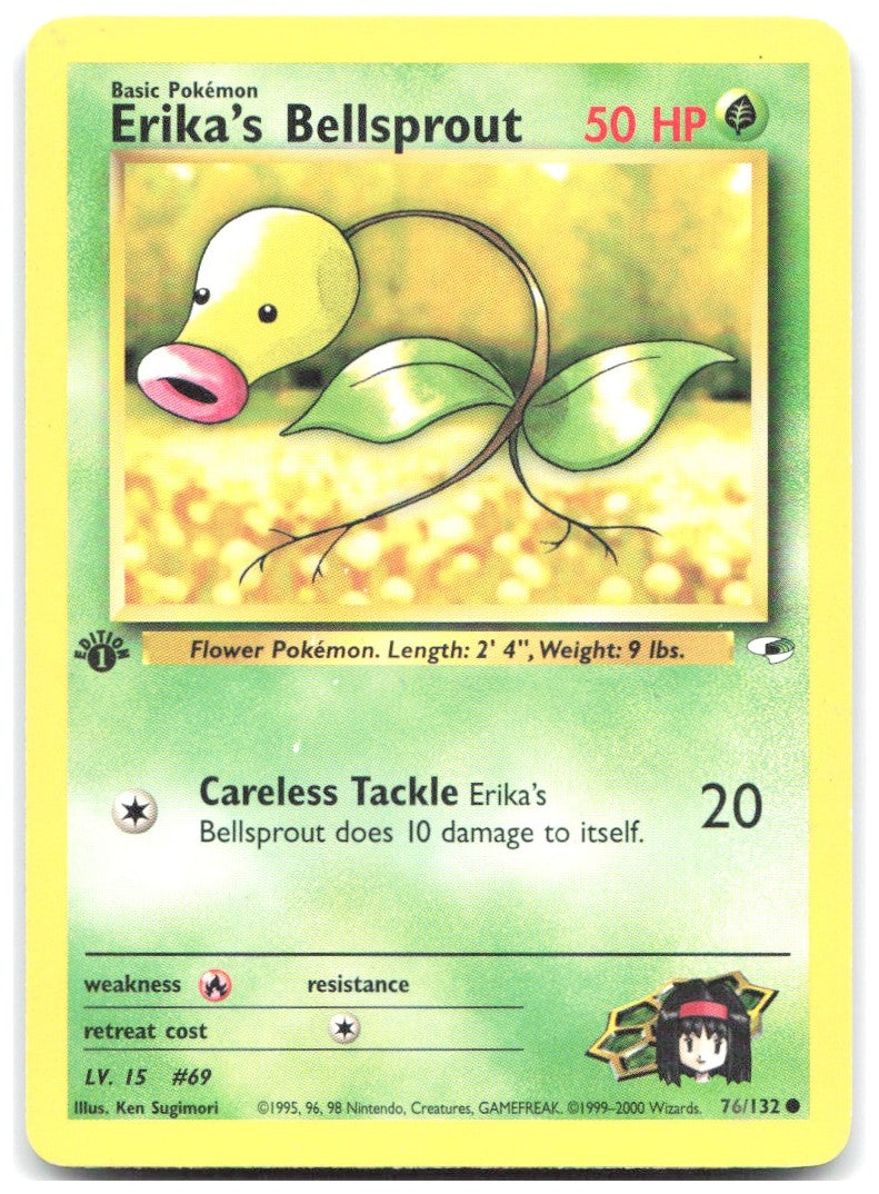 Erika's Bellsprout 76 1st Edition Common Gym Heroes 076/132 NM Ken Sugimori