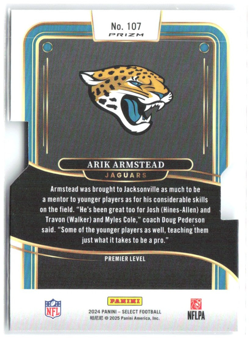 Arik Armstead Panini Select - Silver Prizm Die Cut 107 2024 Jacksonville Jaguars