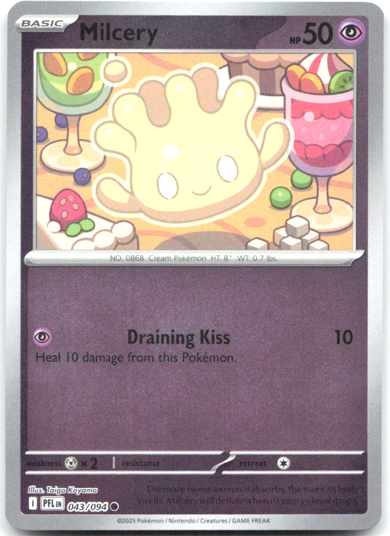 Milcery Reverse Holo Common ME02 Phantasmal Flames 043/094 NM Taiga Kayama