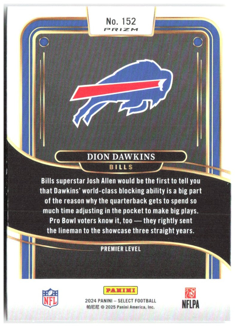 Dion Dawkins Panini Select - Red & Yellow Prizm Shock 152 2024 Buffalo Bills