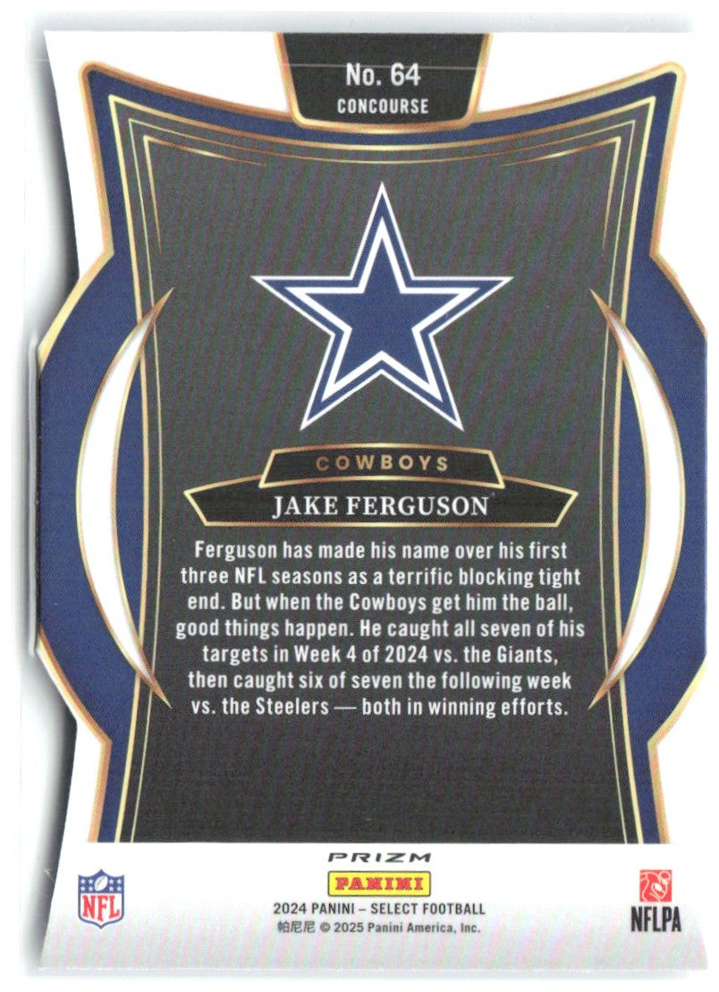 Jake Ferguson Panini Select - Silver Prizm Die Cut 64 2024 Dallas Cowboys