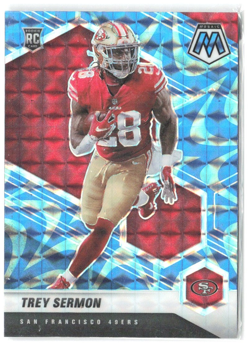 Trey Sermon Panini Mosaic - Prizm Reactive Blue 324 2021 San Francisco 49ers