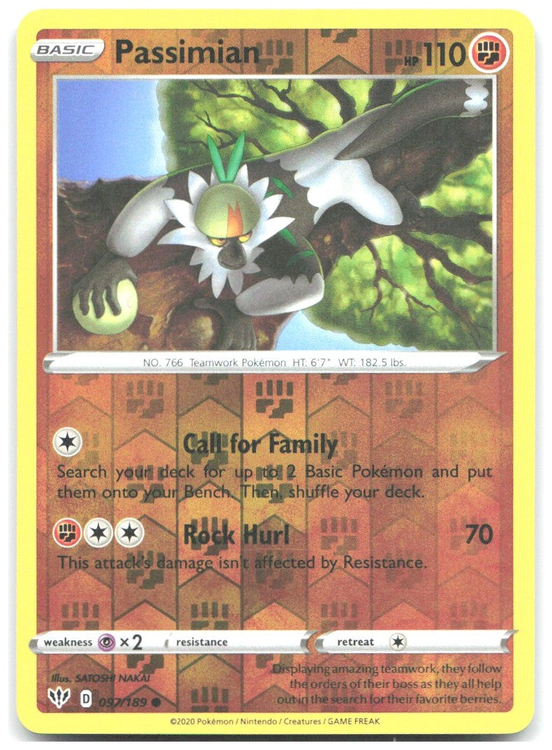 Passimian Reverse Holo Common SWSH03 Darkness Ablaze 097/189 NM SATOSHI NAKAI