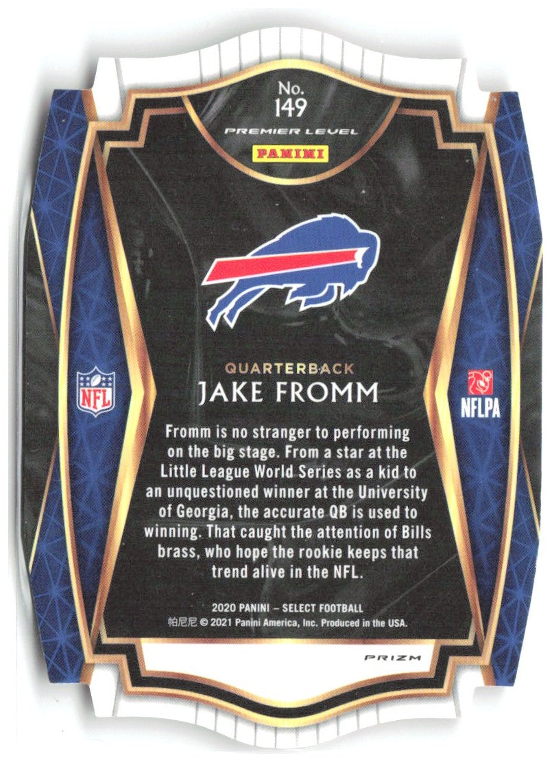 Jake Fromm Panini Select - Orange Prizm Die Cut 149 2020 Buffalo Bills