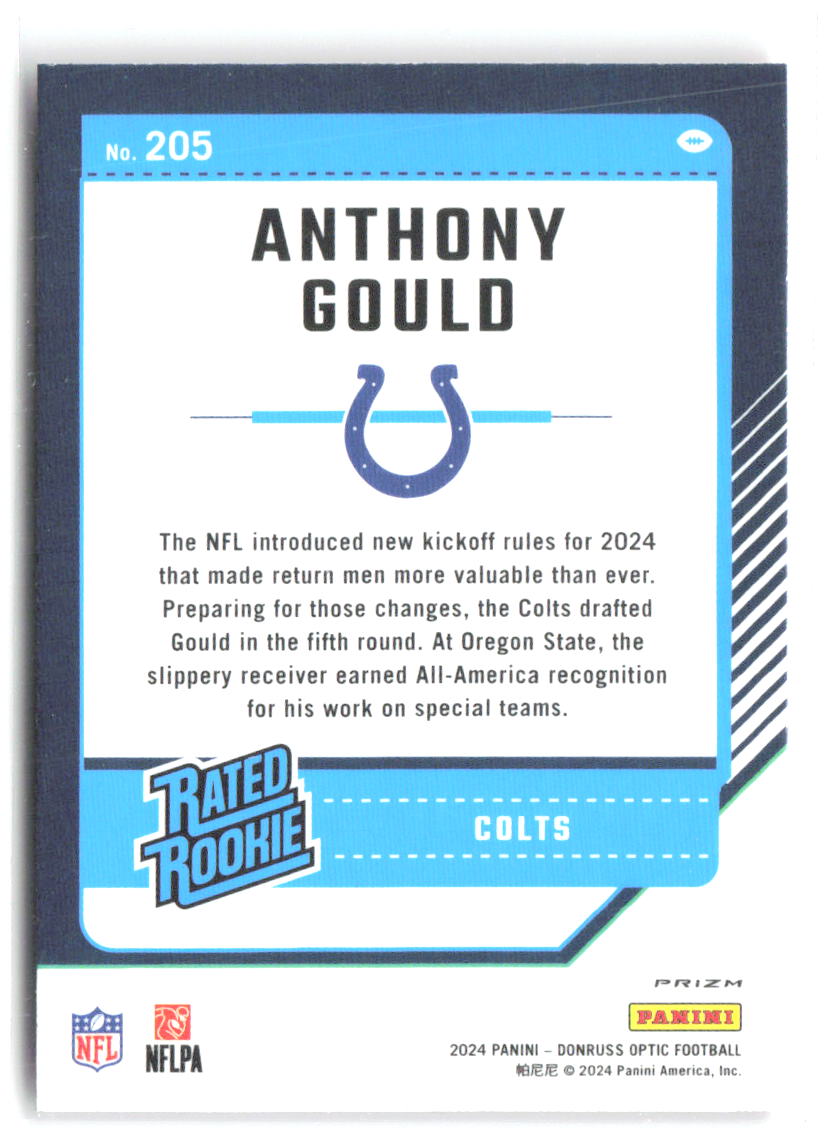Anthony Gould Donruss Optic - Pink 205 2024 Indianapolis Colts