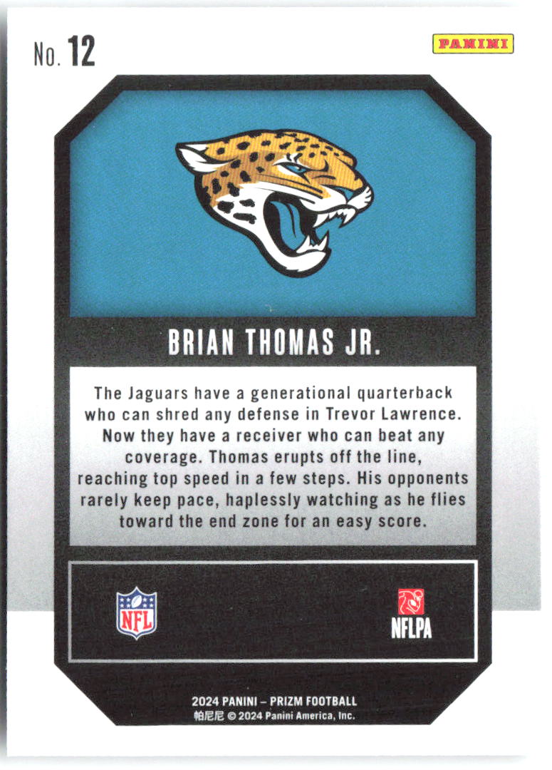 Brian Thomas Jr. Panini Prizm - Emergent 12 2024 Jacksonville Jaguars