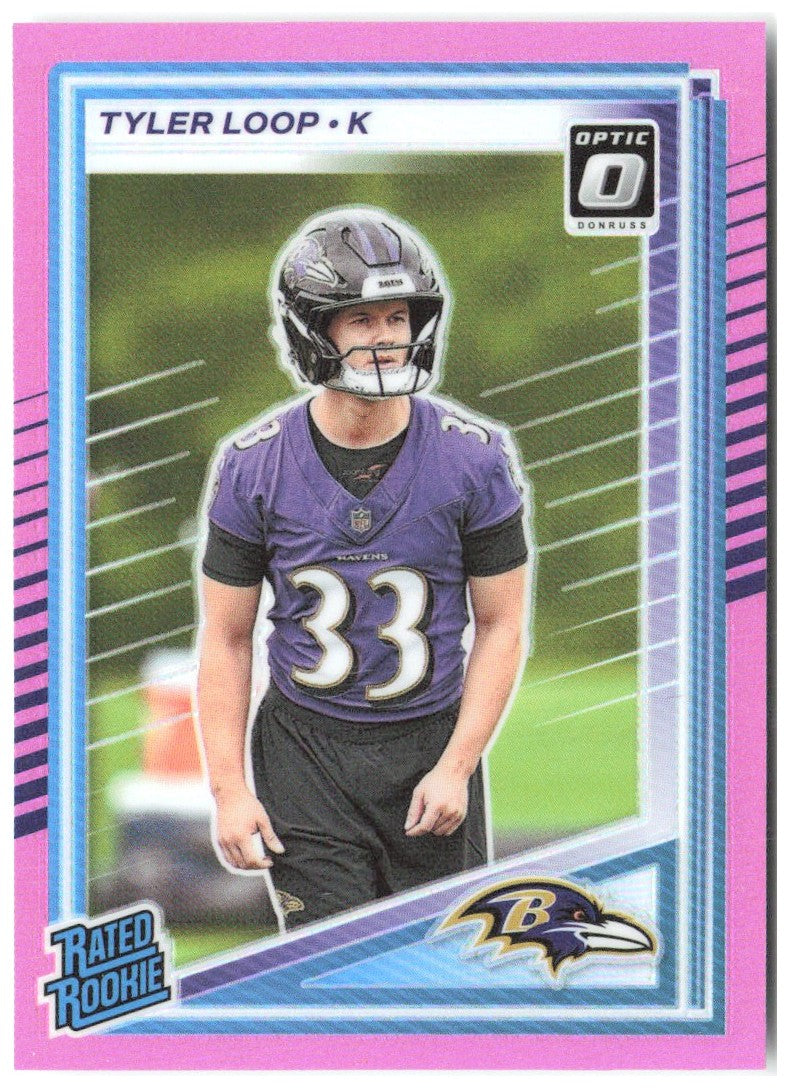 Tyler Loop Donruss - Optic Rated Rookies Preview Pink 382 2025 Baltimore Ravens