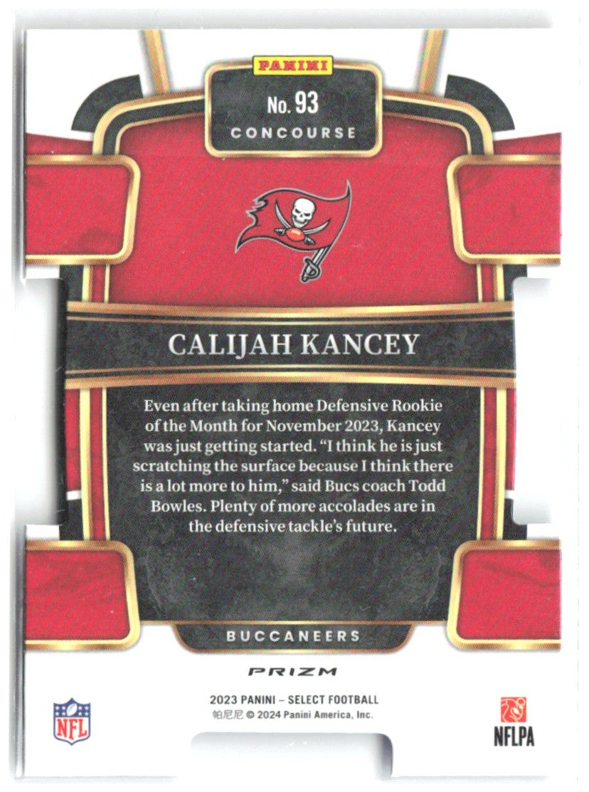 Calijah Kancey Select Red and Blue Prizms Die Cuts 93 2023 Tampa Bay Buccaneers