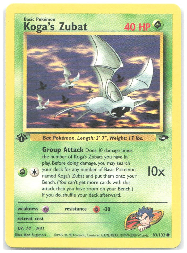 Koga's Zubat 1st Edition Common Gym Challenge 083/132 NM Ken Sugimori