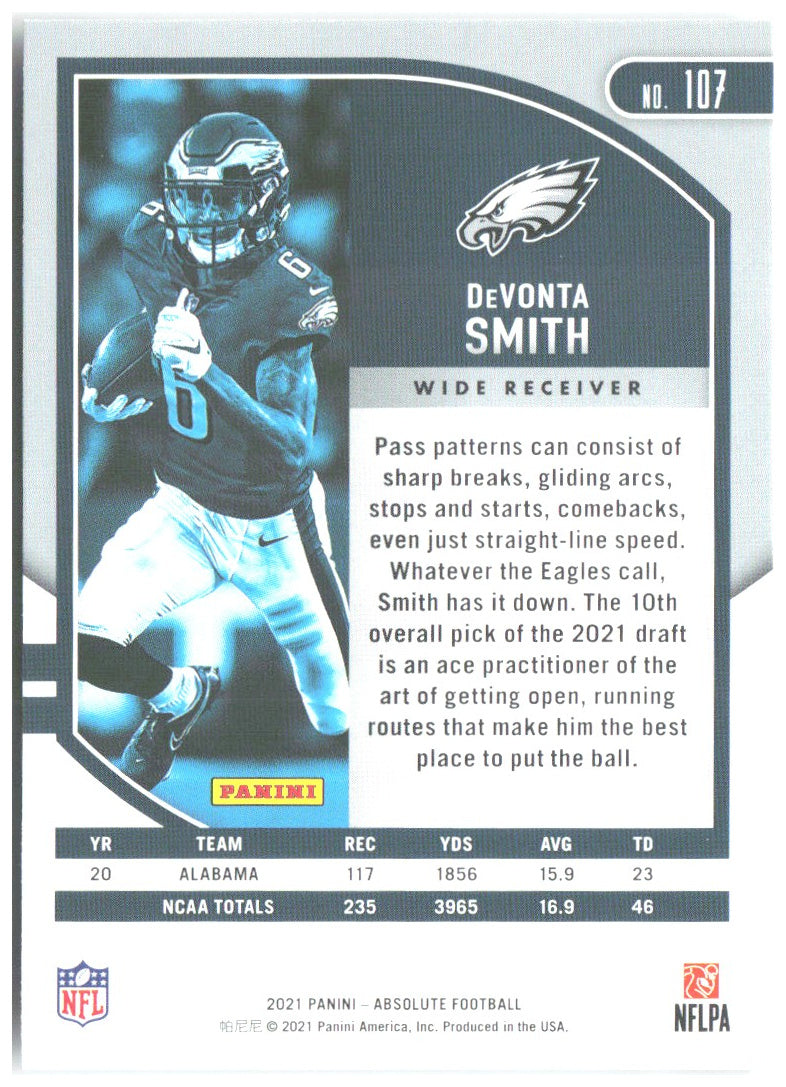 DeVonta Smith Panini Absolute - Retail 107 2021 Philadelphia Eagles RC