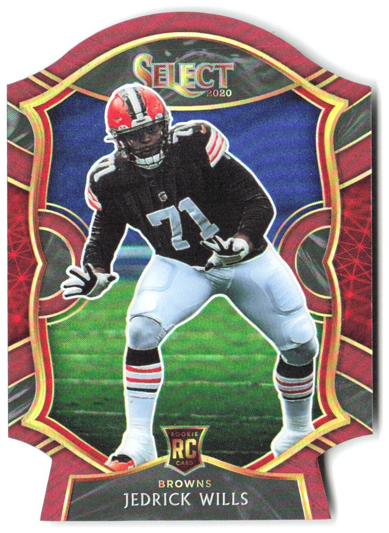 Jedrick Wills Panini Select - Red Prizm Die Cut 90 2020 Cleveland Browns