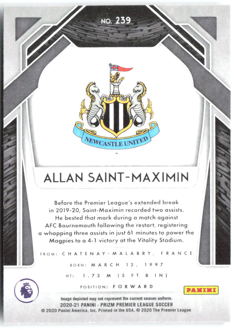 Allan Saint-Maximin Panini Prizm Premier League 239 2020-21 Newcastle United