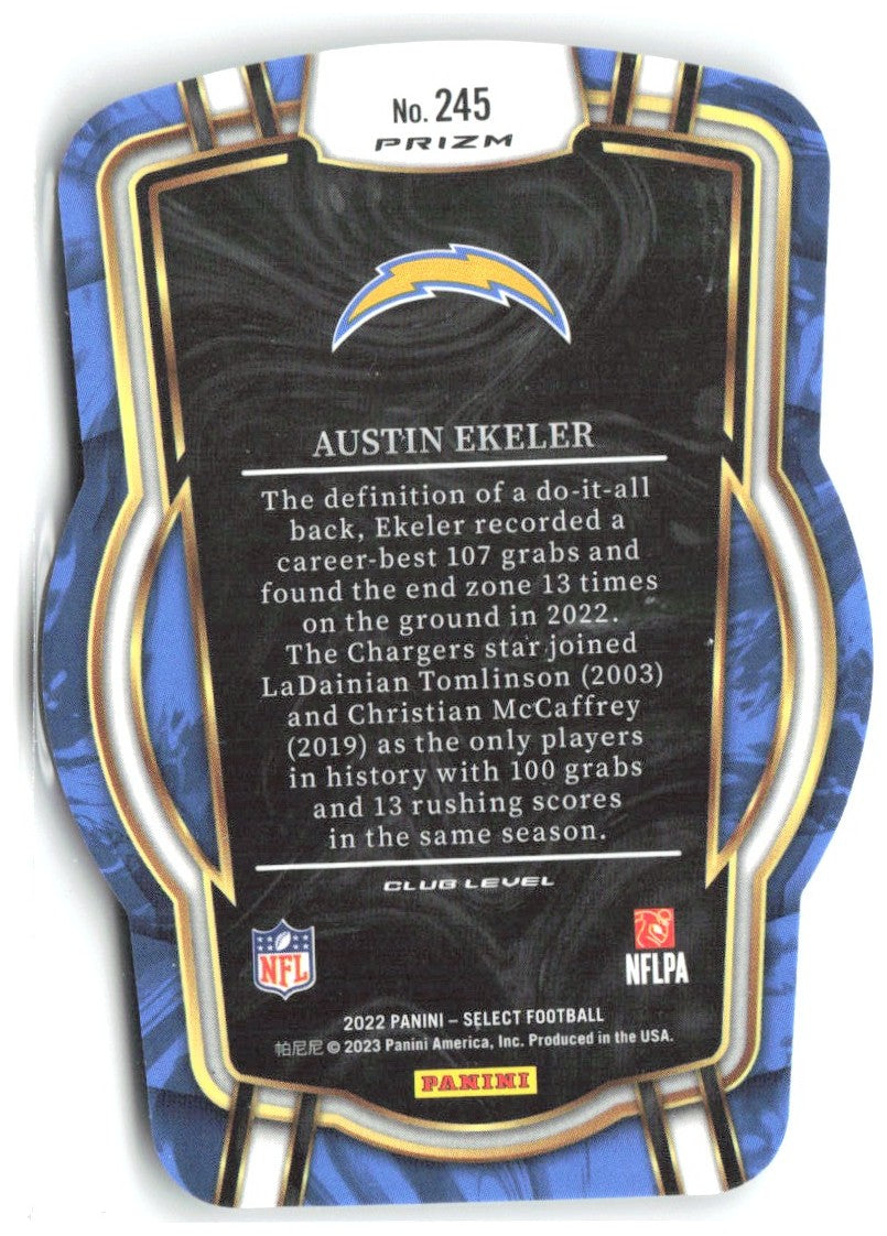 Austin Ekeler Select Black and Green Prizm Die Cut 245 2022 Los Angeles Chargers